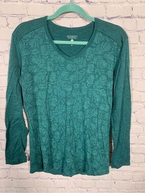 Segments Women Merino Wool Long Sleeve Top Green Leaf Sz XL Layer Outdoor Casual